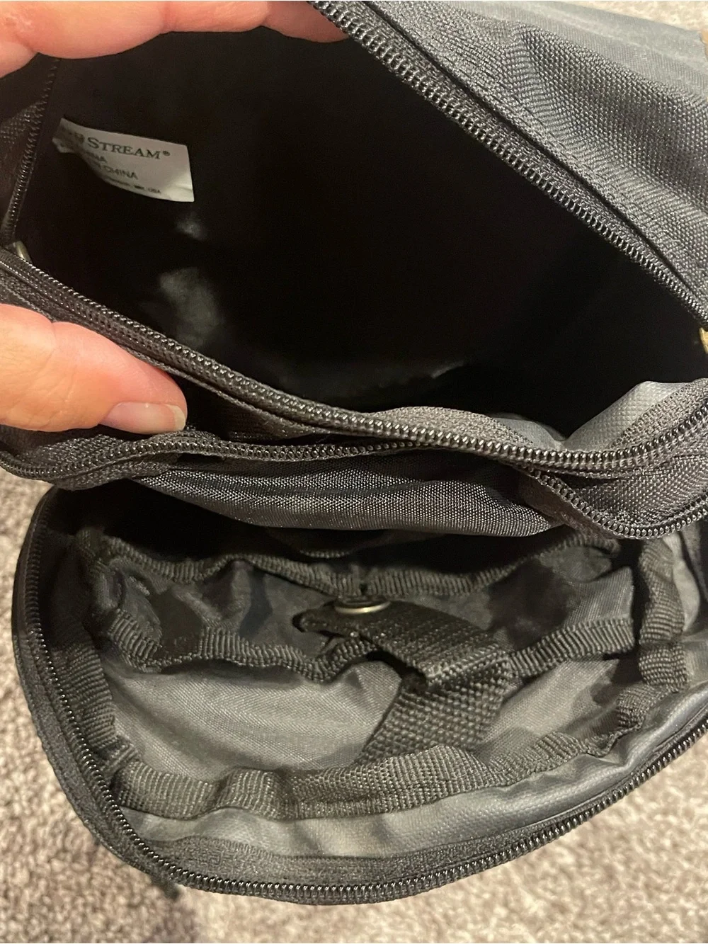 Field & Stream Black Canvas Shoulder Bag Leather Trim Fishing Outdoor Utility